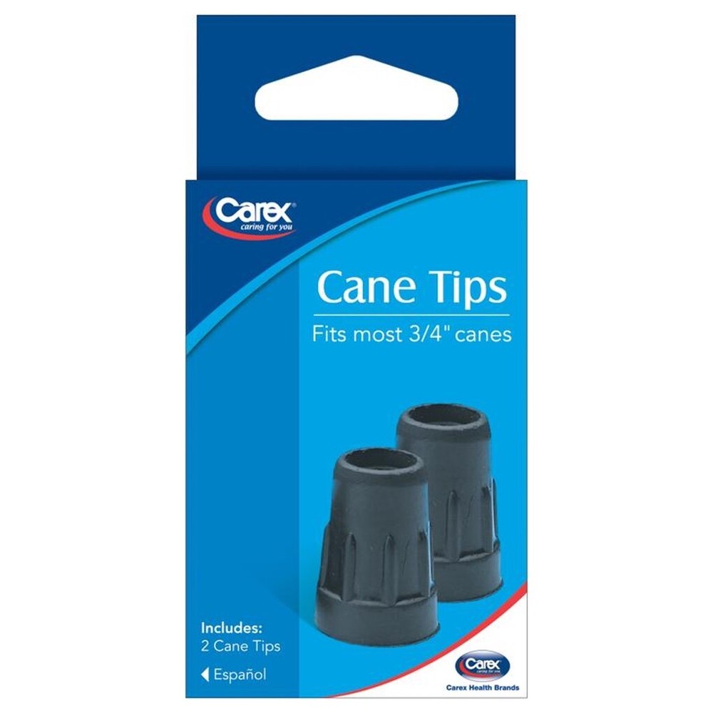 Carex Cane Tips 3/4″ Metal Reinforced Black, 1 Pair 2 Count (FGA718-00)