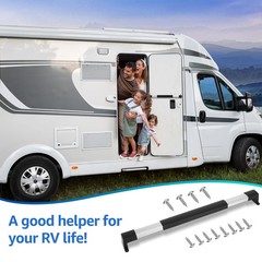 SVNR RV Screen Door Handle Grab Bar, Adjustable from 1 PC, Black and Silver