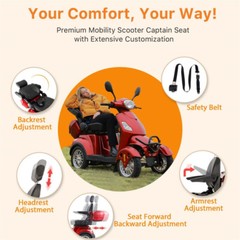 800W All Terrain Heavy Duty Senior Mobility Scooters 500lbs 31 miles 60V/20Ah