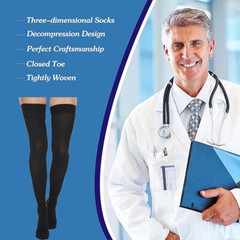 Thigh High Gradient Compression Stockings Firm Support 20-30mmHg w/Silicone Band