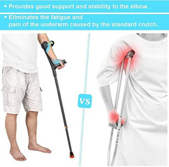 Forearm Crutch for Adults(X1 Unit), Forearm Crutch with Cuffs, Anti-Drop, Crutch