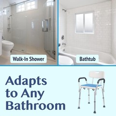 Bath Stool Shower Chair with Back Bath Seat & Arms Adjustable Height-300lbs