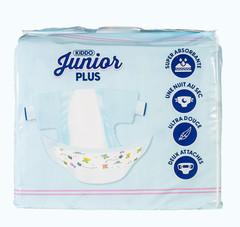 2-Pack of Kiddo Junior Plus Blue 2-Tape Plastic Backed Diaper Size Medium ABDL