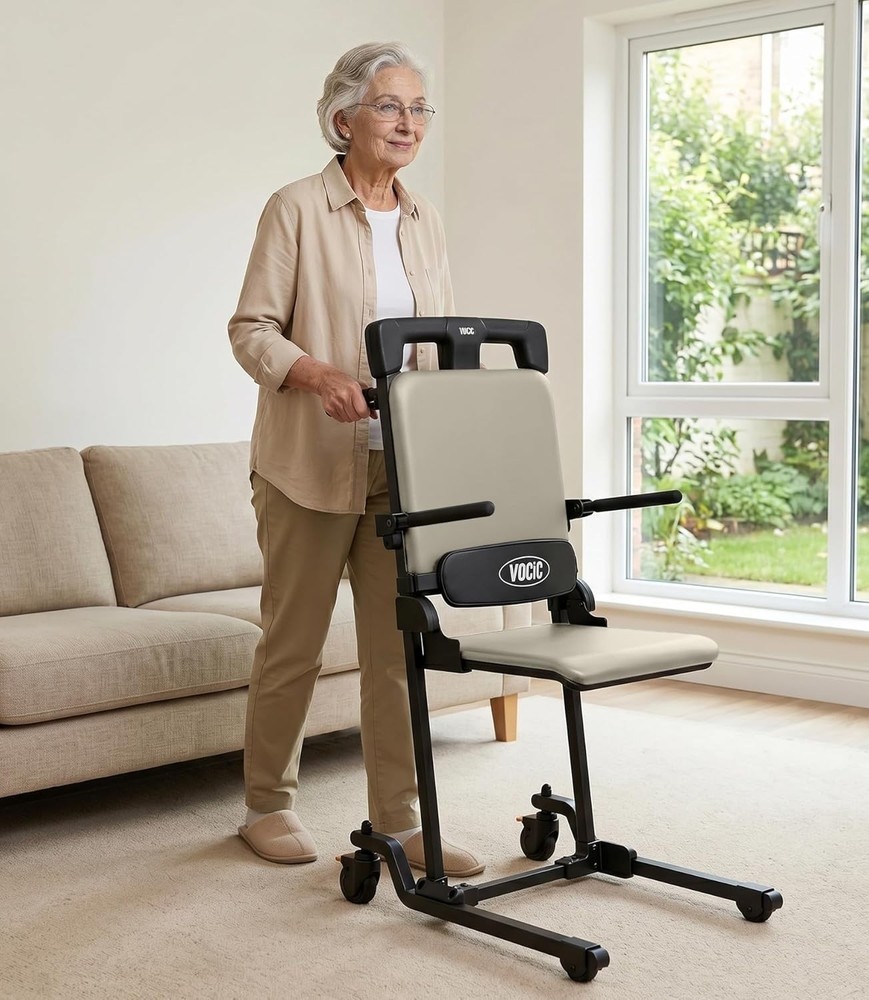 AX35 PRO Electric Transfer Chair Lift with Premium Upholstered Seat Beige