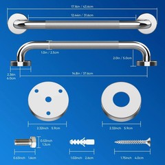 2 Pack Stainless Steel 16″ Shower Grab Bar Bathroom Handicap Handle for Seniors