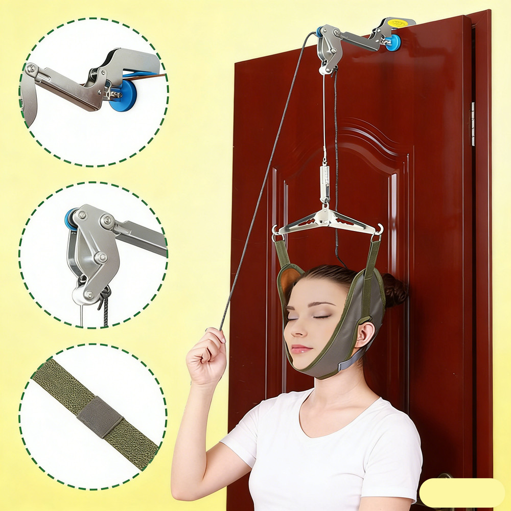 Neck Traction Stretcher Cervical Head Brace Pain Relief Device Home Over Door