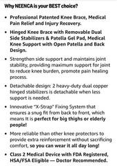 NEENCA Hinged Adjustable Knee Brace, Open Patella Gel Pad, Black