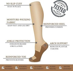 LOTs of Copper Compression 20-30mmHg Graduated Support Socks Mens Womens S-XXL