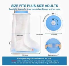 Yunchi Waterproof Extra-Wide Leg Cast Cover – Adult Long Leg – Reusable