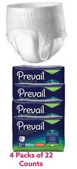 4 Packs – Prevail Underwear Extra Absorbency Youth/Small with 22 Pull-up/pk =88