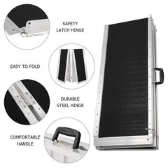 6FT 2-Fold Portable Aluminum Wheelchair Ramp for Steps Stairs and Thresholds