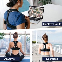 PostureUp Posture Corrector Back Support Brace for Women & One Size, Black