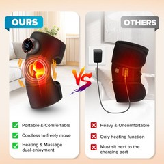Cordless Knee Elbow Shoulder Massager with 5 Vibration Modes, 5 Heating Levels