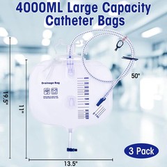 4000ml Urinary Drainage Bag, 3 Pack Catheter Bags for Women and Men, Professi…