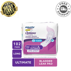 Equate Women Incontinence Pads, Ultimate Absorbency, Long, Unscented, 102 Count