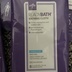 5 Pkgs of Medline ReadyBath Select Bathing Cloth Fragrance Free & Shampoo Cap