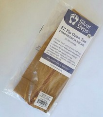 Silver Steps EZ Zip Zipper Open Toe Compression Socks 20-30 mmHg Medium Beige