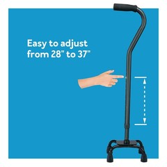 Adjustable Quad Cane Supports up to 250 Pounds Adjustable Height Black