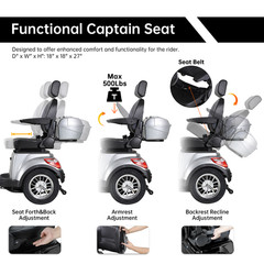 800W 4-Wheel Heavy Duty Mobility Scooter for Adults & Seniors 31 Miles 3-Speed