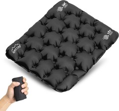 Inflatable Seat Cushion Pad for Airplane Stadium Car Hiking & Office Black NEW