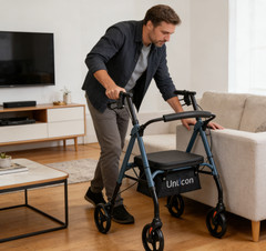 Rollator Walkers for Seniors with Seat and 8 inch Wheels Aluminium Blue