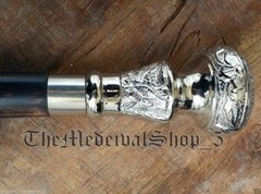 Designer Walking Cane Wooden Walking Stick Silver Brass Handle Knob Gift