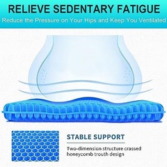 Gel Seat Cushion for Long Sitting – Standard – 16.5×14.5×1.65 inches Blue