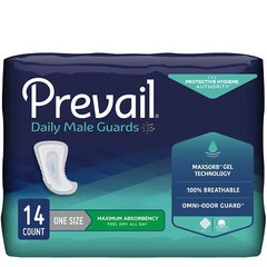 Prevail Daily Male Guards Bladder Control Pad, Incontinence, Disposable, Maximum