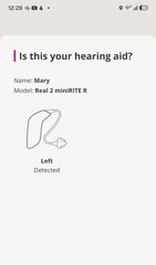 Oticon Real 2 miniRITE R Hearing Aid one piece Left side Bluetooth Pairing