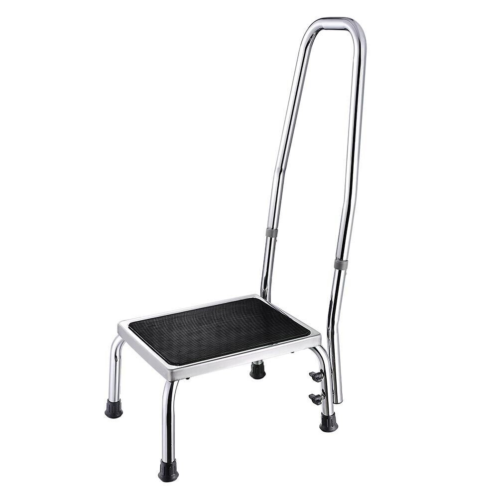 Medical Step Stool Non-Skid Steel Footstool with Handle Support for Seniors Kids