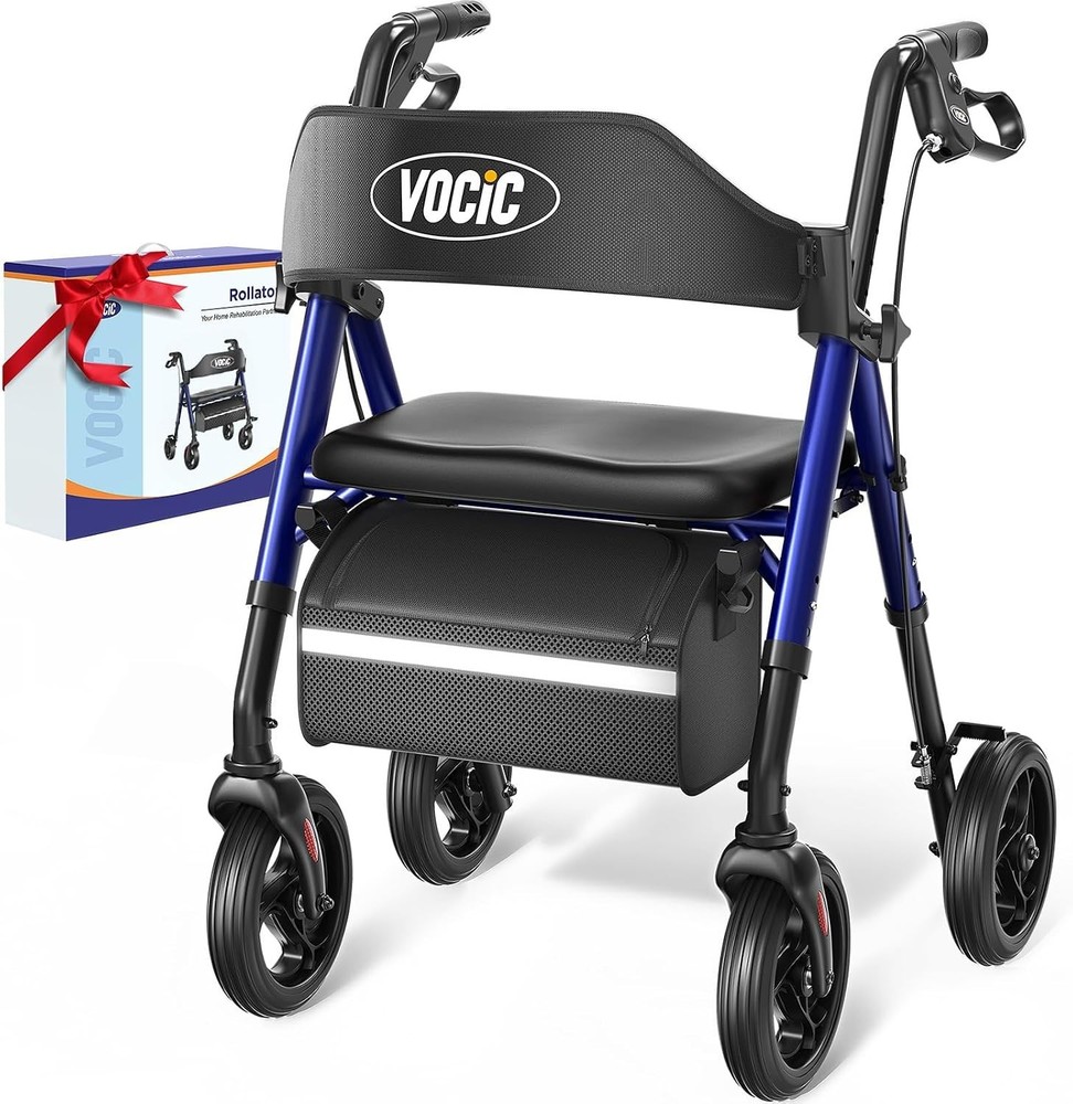 VOCIC Z21 Rollator Walker With Seat 350 Lb 8 Inch Wheels Foldable