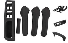 Black Interior Inside Door Grab Handle Covers & Window Switch Bezel Kit for