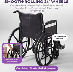 Heavy Duty Bariatric Wheelchair – 500Lb Capacity, Adjustable, Foldable, 22″ Seat