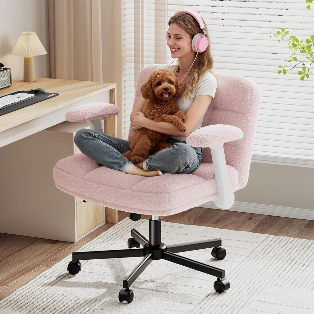 Durayloly Criss Cross Chair with Wheels and Flip-Up Arms, Adjustable Height, Ted