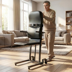 Movable Electric Floor Lift Chair with 4 Wheels, Portable Rolling Chair for Home