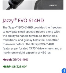 Pride Jazzy EVO 614HD Power Wheelchair Black 450lb Electric Joystick Footrests