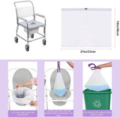 Commode Liners for Bedside Commode, Portable Toilet, Bed Pan, 100 Count Lavender