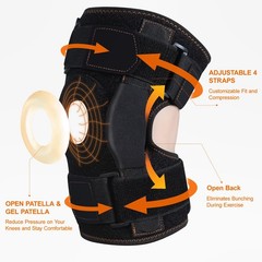 CHIYAN Hinged Knee Brace with Side Stabilizers for Men X-Large(1 Pack), Black