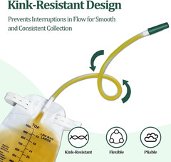 10 Pack Leg Bag Extension Tubing 18 Inch Flexible Kink Resistant Urine