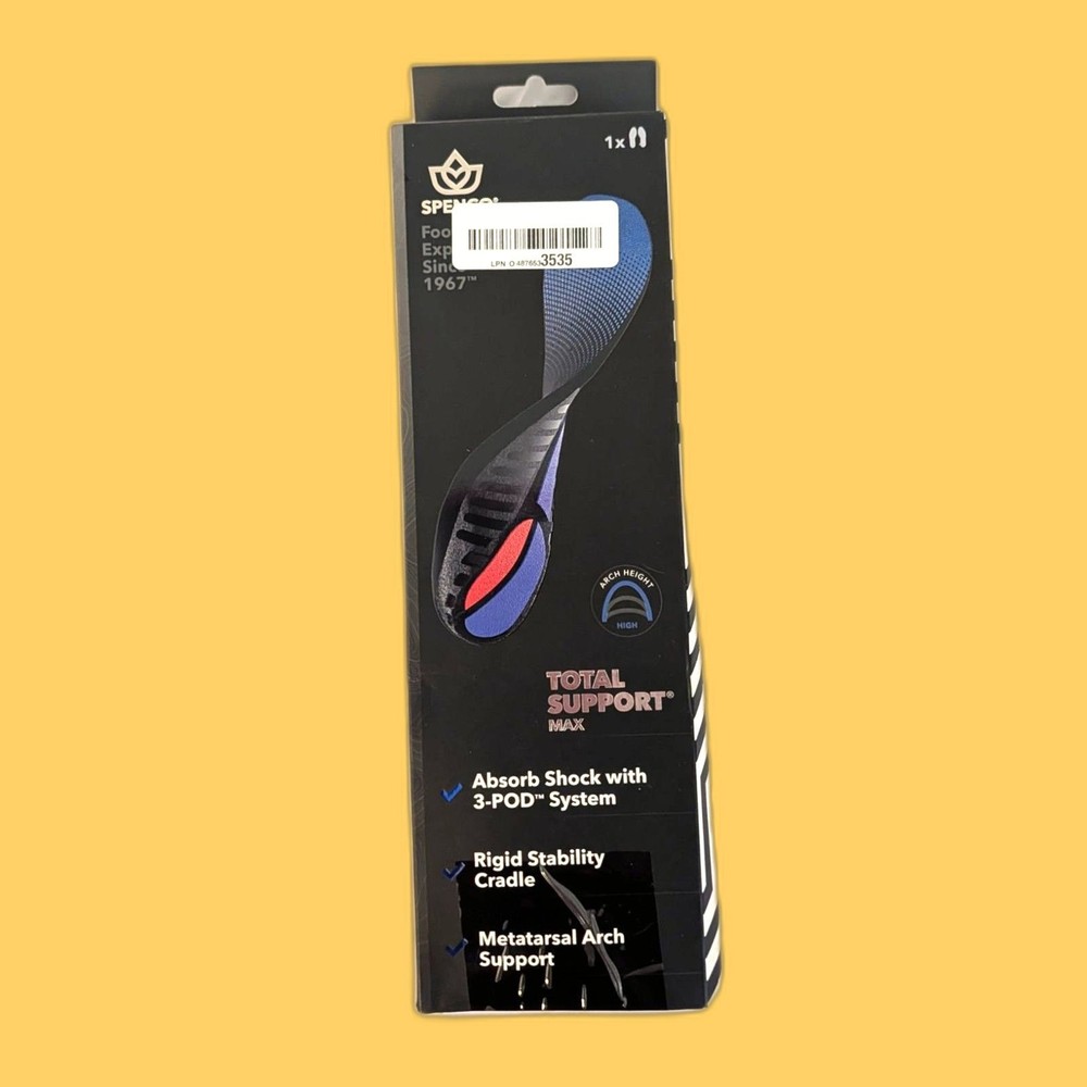 Spenco Total Support Max Insole Rigid Stability For Athletes Plantar Fasciitis
