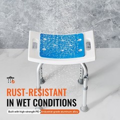 Durable Shower Seat 14.2-19.1inch Adjustment 350lb Load
