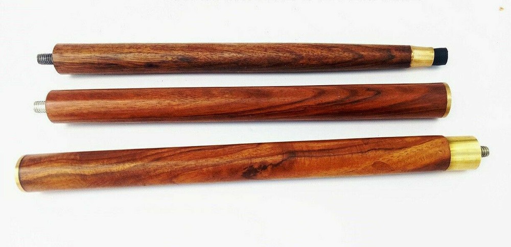 3 Fold Vintage Brass Wood Walking Stick Only For Cane Handle Only wooden shaft