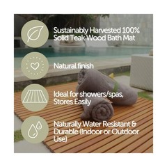 Nordic Style Premium Teak Shower and Bath Mat for Indoor and Outdoor Use – No…