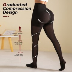 Compression Pantyhose for Women 15-20mmHg Graduated Support Opaque Stockings