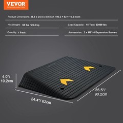 VEVOR Upgraded Rubber Threshold Ramp, 4″ Rise Door Ramp with 1 Channel