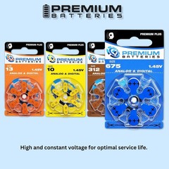 Size 675 PR44 1.45V Hearing Aid Batteries Blue Tab 60 Batteries