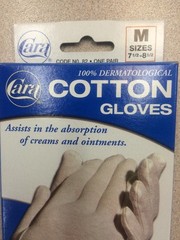 2 Pairs Cara 100% Dermatological Cotton Gloves Medium Sizes 7.5-8.5 Free Shiping