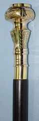 Brass Knob Compass on Top Handle Vintage Black Foldable Wooden Walking Stick Can