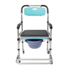 Elderly Shower Chair With Wheels Foldable Commode Chair Toilet Chair 330.69lbs