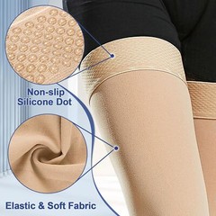 Thigh High Footless Compression Stockings & Sleeves with Silicone Band for Wo…